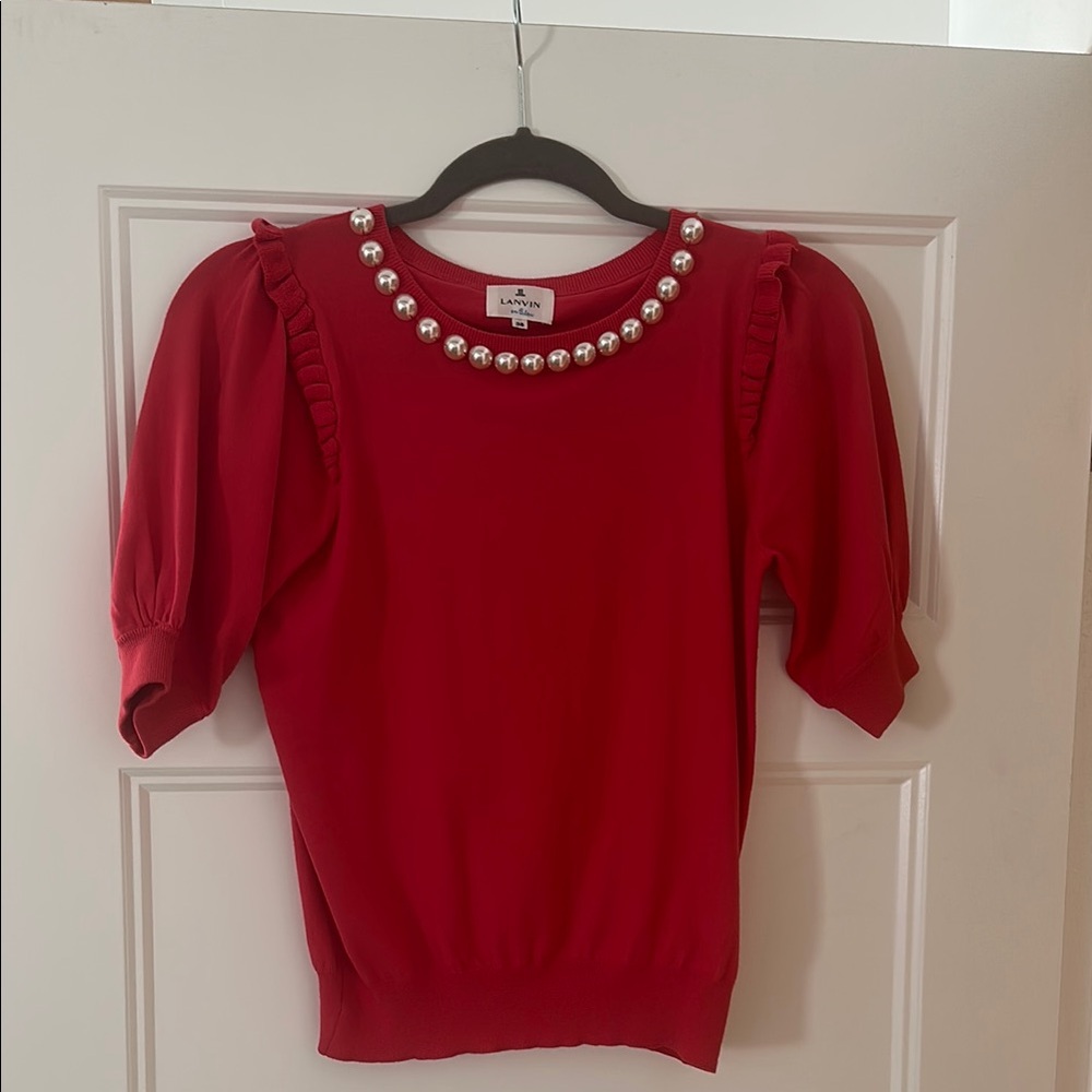 Lanvin en Bleu Embellished Blouse